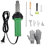 Heißluftschweißpistole für HDPE, 1600W Kunststoff Schweißgerät, Kunststoff Heißluftschweißen Pistole, Temperatur Können Reguliert Werden, Mit Flachschweißdüse und Rollen für Kunststoffschweißgerät