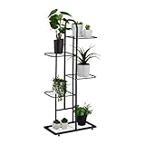 Relaxdays Pflanzenständer, 5 Ablagen, Pflanzentreppe Blumen & Kräuter, Metall Blumenständer, HxBxT: 96x45x22 cm, schwarz