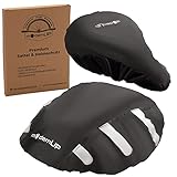 modernUP Regenschutz Set - Fahrradhelm Regenschutz & Fahrradsattel Regenschutz | Überzug für Helm & Sattel | reflektierend & wasserdicht | für trockene Haare & einen trockenen Po (Schwarz, 1er Set)