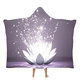Übergroße Hoodie Decke,Traum Decken Hoodie Damen mit Kapuze,Purpur-Lotus Superweiche und Warme Ganzkörperdecke Herren Tragbare Decke Für Erwachsene 150 × 200 cm
