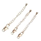 DECHOUS 3 Stück Karabinerverschluss Verlängerungsketten aus Legierung Goldfarbene Metallkette für Halsketten und Armbandverlängerung Schmuckzubehör für Selbstgemacht Schmuckherstellung