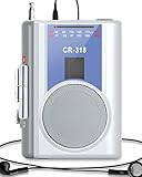 Gracioso Kassettenrekorder Spieler: AM FM Kompakter Vintage-Kassettenspieler mit großem Lautsprecher und Kopfhörerbuchse, mit Gleichstrom oder AA-Batterie betrieben