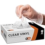 PANKTI Transparente Vinyl-Handschuhe, puderfrei und latexfrei, transparente Einweghandschuhe für Medizin, Kochen, Reinigung, vielseitig einsetzbar (S, 100)