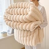 Winterdecke weiß Multifunktional Vier Jahreszeiten Superweiche Bequeme Kuscheldecke für Sofa und Bett
