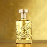 NXUQKZ 500 ml Dekanter mit Stopper, Whiskey-Dekanter, schwere Glasflaschen mit Deckel, Wodka-Flaschen für Wein, Getränke, Öl, Essig, Kombucha, Gold
