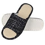 Zimoer Hausschuhe Damen Herren Pantoffeln Rutschfest Baumwolle und Leinen Material Slippers atmungsaktive Ideal für Frühling Sommer Gästehausschuhe Hotel Home Spa, Innenbereich