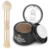 Ansatz-Ausbesserungs-Sets, Haaransatz-Puder für Frauen, Haaransatz-Concealer für dünnes und dünner werdendes Haar, wasser- und schweißresistent, mit Make-up-Pinsel (Hellbraun, Mittel-Make-up-Pinsel)