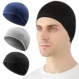 Tadpolez 3er-Pack Kühlende Unterhelmmütze 23 cm – Ice-Silk Skull Cap │ Fahrradmütze unter Helm Unisex │ Grau + Schwarz + Marine │ atmungsaktiv, schnelltrocknend, 4-Way-Stretch