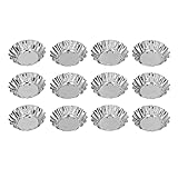 Rjrjc 12-teiliges Backwerkzeug-Set für Eierkuchen, Mini-Rund-Cupcake-Form aus Edelstahl, für Hobbybäcker und professionelle Köche
