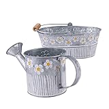Totority 1 Satz Blumenkübel aus Schmiedeeisen im Retro-Stil Alter Topf Hängende Pflanzentöpfe Pflanzenkorb Zinn Vintage blumentöpfe pflanzenkübel Blumentopf Halter für Blumenkübel Silver