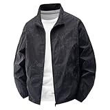 SUPTTING Herren Jacke leicht mit Stehkragen, Übergangsjacke mit Reißverschluss, Freizeitjacke für Frühling Herbst, atmungsaktive Windjacke mit elastischen Bündchen, Blouson Outdoorjacke