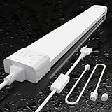 Amdelne Feuchtraumleuchte LED 60cm, 18W 2000LM LED Neonröhre, Neutralweiß 4000K Feuchtraumlampe, IP65 Wasserfest Wannenleuchte, Werkstattlampe, Kellerleuchte, Deckenleuchte für Büro Lager Garage