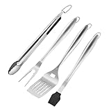 Gatuida 1Satz Grillbesteck Tragbarer Grillspatel Professionelle Grillzange Teiliges BBQ Zubehör für Outdoor und Indoor Langlebig zu Reinigen Platzsparend