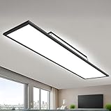 LED panel deckenleuchte lang 120x30 bürodeckenleuchten, dimmbar werkstatt 55W mit Backlight Fernbedienung Deckenleuchte mit Memory-Funktion, 2700K-6500K Warm Natur Kaltweiß Licht für Büro, Fabrik
