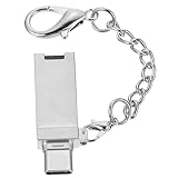 DOITOOL 1 Stück Typc-Kartenleser USB-Adapter Karte mit Schlüsselbundadapter schlüsselarmband schlüsselhalsband Typ-C-Adapter USB-Lesegerät tragbares Lesegerät Aluminiumlegierung Silver