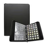 DOJA Barcelona | Euro-Münzalbum mit 200 Fächern | Münz Sammelalbum mit Schablone | 33x27x5cm | Münzsammlung Album Numismatische | PU-Leder Sammelalbum Euromünzen mit Reißverschluß