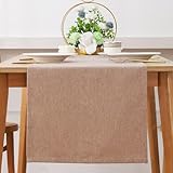 Tischläufer Modern, Tischläufer Leinenoptik Abwaschbar, Wasserabweisend Fleckschutz Table Runner Tischwäsche, Tischdecke Tischdekoration Für Küche Esstisch Tisch Party Urlaub (40 x 180 cm,Curry)