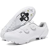 Hiuzylqx Spin MTB Schuhe Herren Fahrradschuhe Mountainbike Radsportschuhe Kompatibel mit Shimano SPD 2-Bolts Pedals,Weiß,41 EU