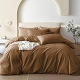 Covebett Bettwäsche Baumwolle 135x200 Braun Kaffeebraun Uni Einfarbig Weich Renforce Baumwollbettwäsche 135x200 2 Teilig ÖKO-TEX Einzelbett Bettbezug und Kissenbezug 80x80cm mit Reißverschluss