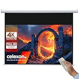 celexon Basic Motor-Leinwand 110' | 240x135 cm 16:9 | elektrische Full-HD 4K Beamer-Leinwand für Heimkino oder Büro-Präsentationen | geeigent zur Deckenmontage oder Wandmontage | inkl. Fernbedienung