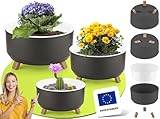 uandu 3er Blumentopf Set, 3 Größen, BPA frei Kunststoff Blumenständer fürs Zuhause, Plant Pot, übertopf, Flower Pot, Pflanzkübel, Pflanztöpfe, Blumentöpfe, Blumentopf Gross, Pflanzentopf Groß