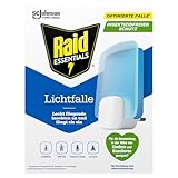 Raid Essentials Lichtfalle, Insektenstecker mit Klebefalle gegen fliegende Insekten wie Schnaken, Motten, Fruchtfliegen und Fliegen, Starter-Set (Halter und Nachfüller), 1er Pack