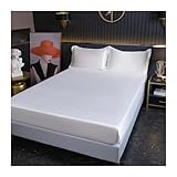 Spannbettlaken Satin-Bettlaken, Spannbetttuch, einfarbig, Rayon-Matratzenbezug, elastisches Band, Bettlaken, King-Size-Bett, 200 x 200 cm, 200 x 220 cm, ohne Kissenbezug(Bai se,90x200x25cm)
