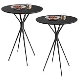 VASAGLE Stehtisch 2er Set, Bartisch, hoher runder Tisch, Küchentisch, Metallgestell, 60 x 60 x 105 cm, Tisch für Küche, Wohnzimmer, Esszimmer, einfache Montage, tintenschwarz-Mattschwarz LBT224B01