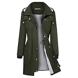 FUNRKLI Leichte Damenjacken, wasserdichte Windjacke, lose Jacke, Reißverschluss, Outdoor-Aktivitäten, Wandern, Regenmantel mit
