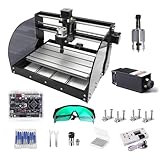 【2-in-1】 CNC-Fräsmaschine, GHWMYD Aufgerüstete 3018 Pro-M Graviermaschine, mit Offline-Steuerung, 20-teilige CNC-Fräserbits, 3018 CNC-Maschinengravierer für PCB PVC Holz DIY 【7W Modul】
