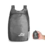 VIKY Faltbarer Rucksack Ultraleicht Wasserdicht, 20L Rucksack Faltbar, Praktischer Faltrucksack, Reiserucksack Wasserdicht, Packbare Rucksäcke für Herren Damen Kinder Reisen Outdoor Camping, Grau