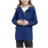 Regenjacke Kinder Wasserdicht Mädchen Jungen Winddicht Übergangsjacke Softshelljacke mit Kapuze und 2 Tasches Dünne/Gefütterte Regenmantel Sommer Herbst Windjacke Outdoor Fahrrad Sportjacke 3-14 Jahre