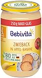 Bebivita Frucht & Getreide Zwieback in Apfel-Banane, 6er Pack (6 x 250 g), Mittel