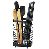 Roysmart Besteckkorb Edelstahl, Küchenutensilienhalter Edelstahl, Besteck Organizer Caddy Halter, Besteckkorb Klein, Spülbecken Organizer Zubehör für Küche, Schwarz