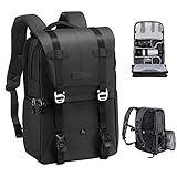 K&F CONCEPT Kamerarucksack 20L, Große Camera Backpack 15,6 Zoll Laptopfach, Spritzwassergeschutzt Fotorucksack mit Regenschutz, Kameratasche Groß für DSLR SLR (Schwarz)