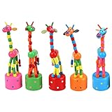 5 Stück Giraffen-Fingerpuppen, aus Holz, Niedlich, Giraffe Tierisches Schaukelspielzeug, Giraffe Figur, Daumenschiebepuppen, Tanzender Körper, Desktop, 3 Jahren (Hot Pink*5, One Size*5)
