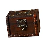 Itkcozcg Aufbewahrungsbox im antiken Stil, mit sicherem Kombinationsverschluss, großes Fassungsvermögen, Holztruhe für Schmuck-Sammelstücke