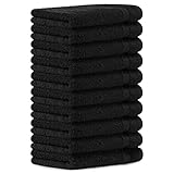 Luckytowel 10er Set Seiftücher 30x30 cm 100% Baumwolle, 600g/m² Oeko-Tex Waschlappen Set 10er Pack Schwarz