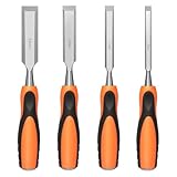 Eieenotee 4-Teiliges Stechbeitel-Set, Holzbearbeitungswerkzeug-Set, Stechbeitel für die Holzbearbeitung mit Hammerspitze Aus Stahl, Stechbeitel-Set für Holzwerkzeuge