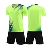 Laufkleidung Fußball-Fußballshorts für Erwachsene mit Namen Nummer, Teamlogo, Fußballhosen-Set Zwei Herren (Light Green, L)