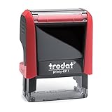 Trodat Printy 4911 - Gehäusefarbe feuerrot - mit Wunschtext personalisierbarer Namensstempel, Adressstempel oder Textstempel - 38x14 mm - 4 Zeilen