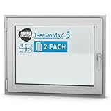 ThermoMax 5 Classic Kunststoff-Fenster, Uw-Wert 1,3, BxH: 100x80cm / 1000x800mm, DIN links (Griff rechts), mit 2-fach Wärme-Isolier-Verglasung, Winkhaus Sicherheitssystem & Rehau Profil