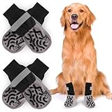 Deepton 2 Paar Hundesocken Anti Rutsch, Weiche Hundeschuhe Pfotenschutz Outdoor, Pfotenschutz Hund mit Verstellbarem Klettverschluss, Hundesocken Leckschutz für den Innen- und Außenbereich, L