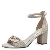MARCO TOZZI Damen Sandalen mit Absatz mit Verstellbarem Riemen Vegan, Beige (Cream Comb), 39 EU