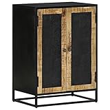 Youuihom Vitrinenschrank Sideboard Flur Geschirrschrank Bastelschrank Sideboard mit 2 Türen 55x35x75 cm Massivholz Mango & Eisen Geeignet für Küchen, Wohnzimmer, Esszimmer, Lounges