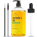 Botanic Hearth Vitamin E Öl (Vitamin E Oil) | 100% rein & natürlich | 35.000 IE | Für Nägel, Haare, Augenbrauen & Wimpern | Inkl. Bürste | Haar- & Körperöl | 2 Fl Oz