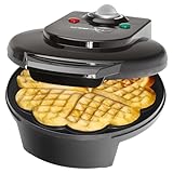 Clatronic® Waffeleisen mit großen Backflächen | ⌀ 18 cm | Antihaftbeschichtung | schnelle Zubereitung | Waffeleisen Herzform | Waffle Maker | stufenlos regelbarer Bräunungsgrad | WA 3491 schwarz