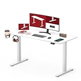 SANODESK Höhenverstellbarer Schreibtisch KOMPLETTE TISCHPLATTE Schreibtisch Höhenverstellbar Elektrisch Ergonomischer Steh-Sitz Tisch Computertisch für Heimbüro Homeoffice 110 x 60 cm(weiß)