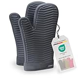 Bellphany Premium Silikon Ofenhandschuhe Paar - Design Topfhandschuhe zum Kochen & Backen, Backofenhandschuhe hitzebeständig bis 250°C, Anthrazit