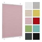 Plissee ohne Bohren 90 cm x 120 cm - Rosa - Plissee klemmfix, Rollos für Fenster ohne Bohren, Jalousien Fenster für innen, Raffrollo, Fenster plissee